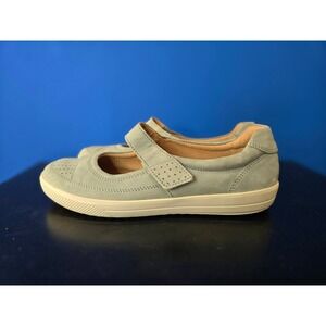 Hotter Felicity Mary Jane Shoes Womens 7 Sage Green Nubuck Flats A01888